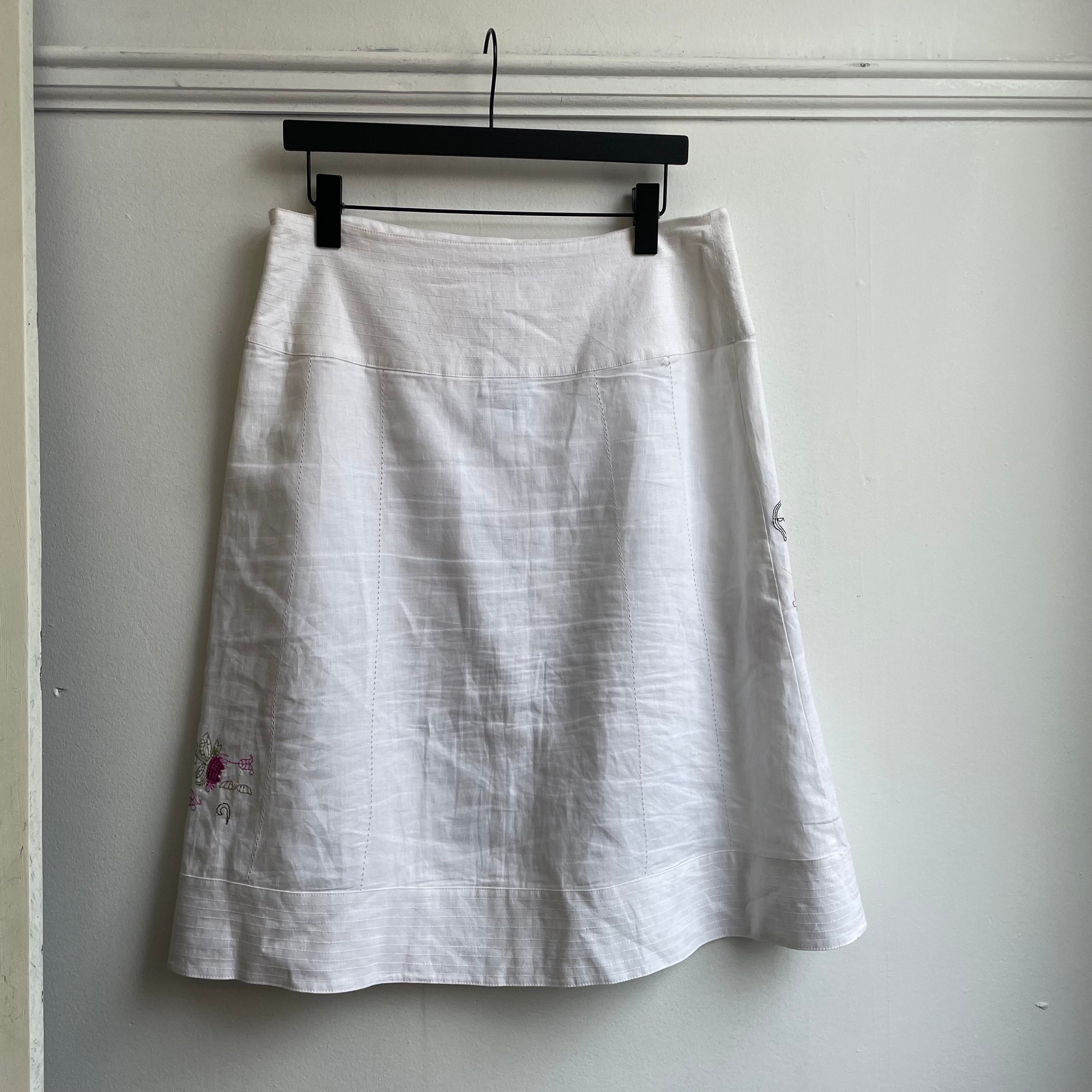Malcolm Co Embroidered Irish Linen Skirt