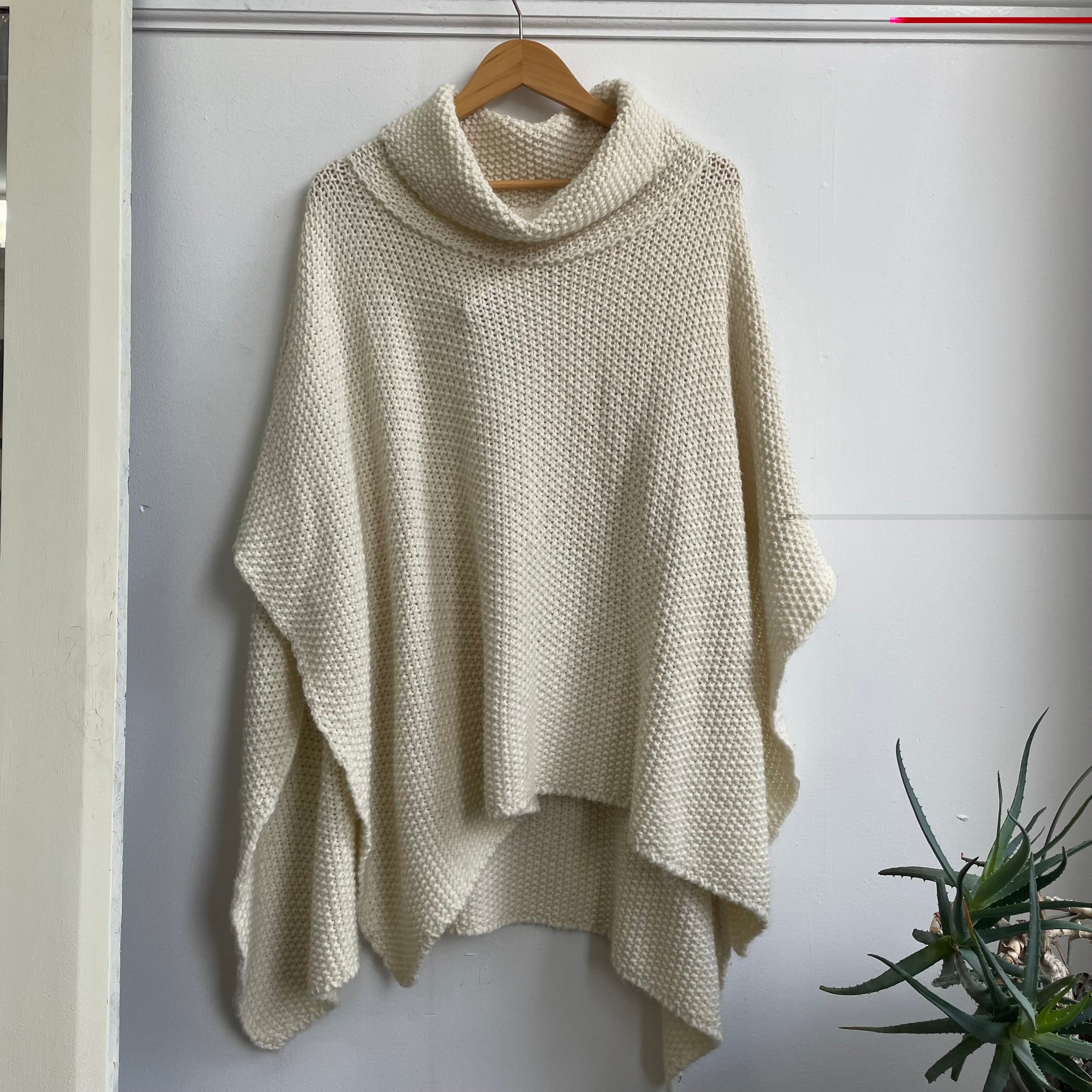 Cocogio Knit Wool Blend Turtleneck Poncho